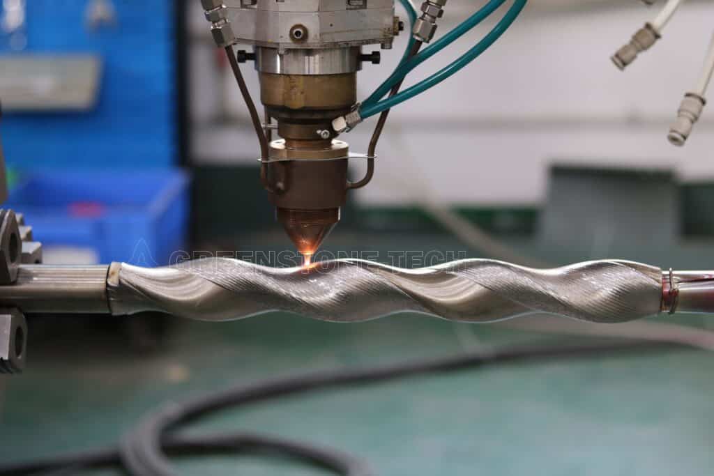 Laser cladding process on helical connecting rod surface for metal repair and additive manufacturing