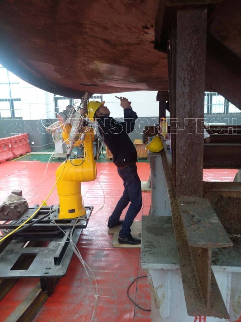 On-site laser cladding repair of large industrial parts for metal surface restoration and additive manufacturing