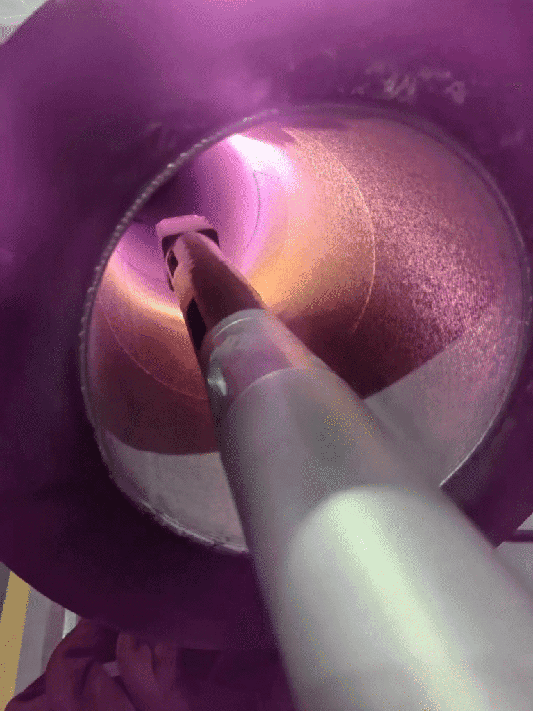 قطعة عمل الجدار الداخلي لبرميل آلة صب القوالب بالتكسية بالليزر