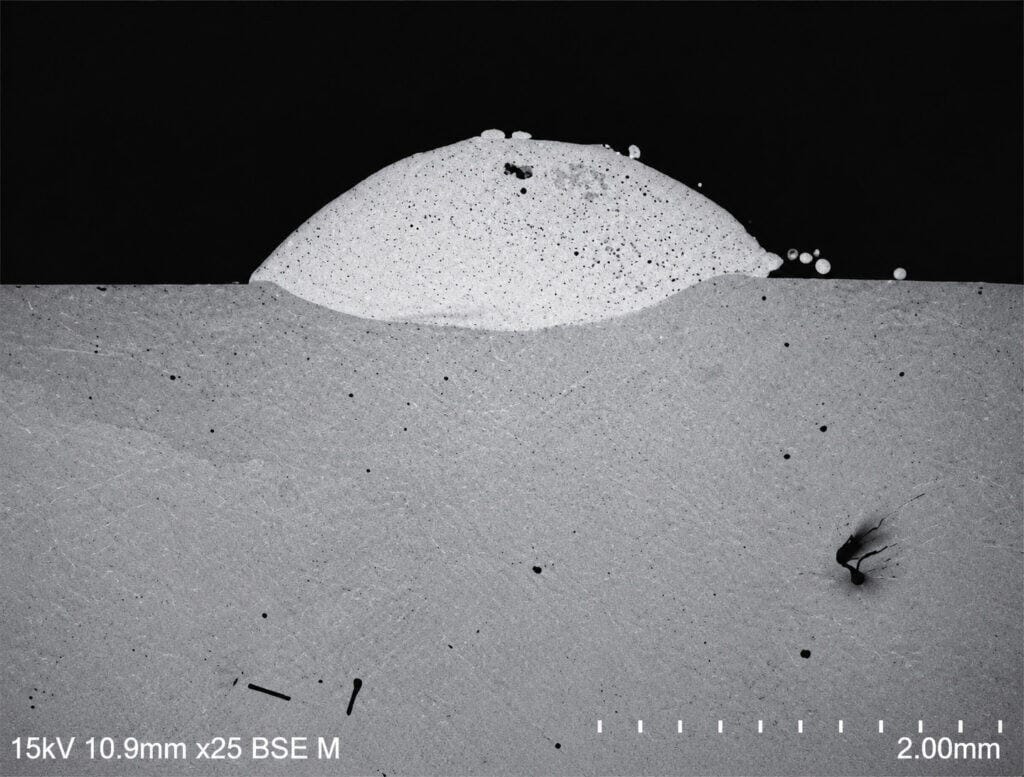 Metallographic image of laser cladding cladding path
